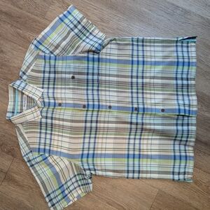 Men's Plaid Casual Button Down Shirt - Blue, Green, Tan